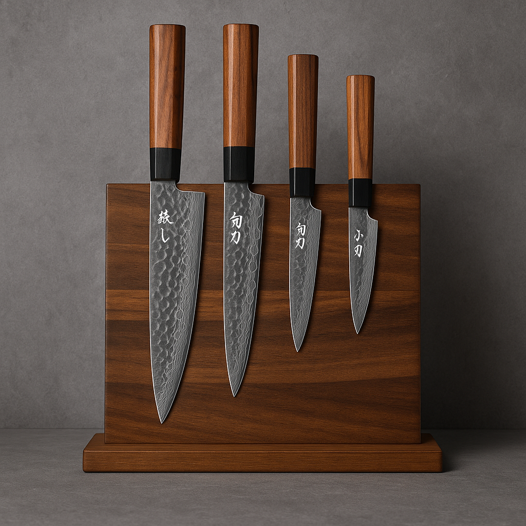 Mori Atelier Double-Sided Magnetic Knife Block – Natural Wood Display Stand