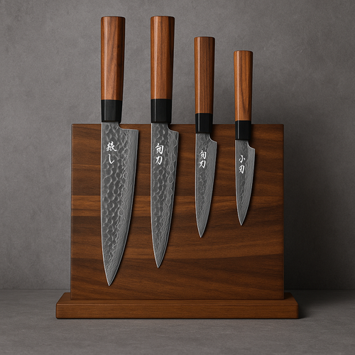 Mori Atelier Double-Sided Magnetic Knife Block – Natural Wood Display Stand