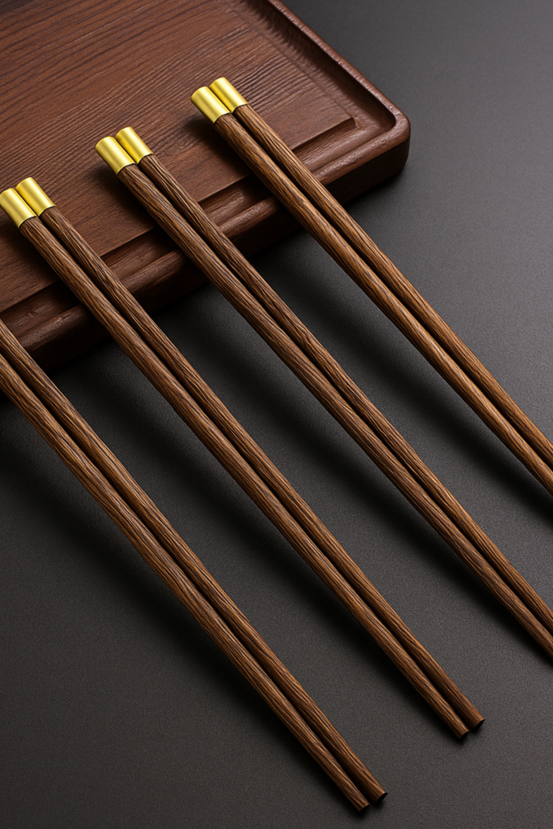 Mori Atelier Wooden Chopstick Set – 4 Pairs | Handcrafted Asian-Inspired Reusable Dining Sticks